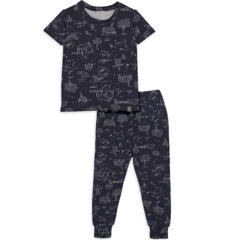 Modern Moments By Gerber Unisex Super Soft Two Piece PJ Set 18 Months New Navy